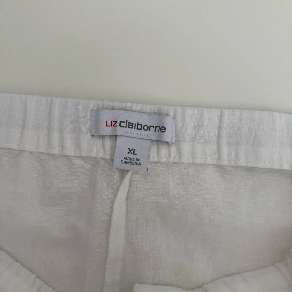Liz Claiborne White Linen Blend Relaxed Wide Leg Pants XL - Picture 7 of 13